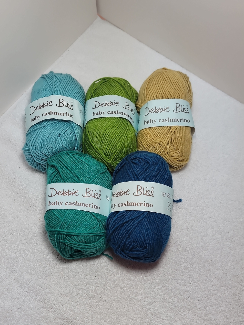Debbie Bliss Baby Cashmerino - Blue/Green/Yellow/ Olive / Royal 5 Skeins NWT